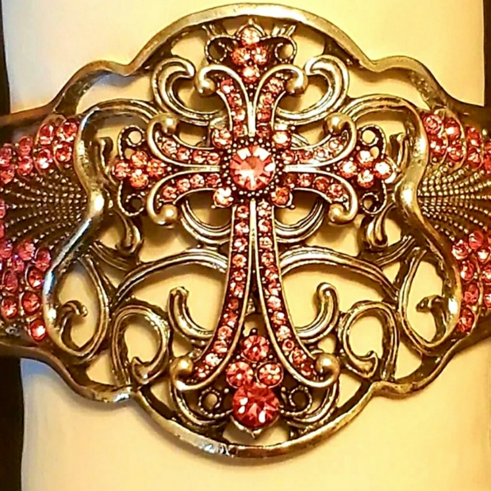 Pink diamond cross bracelet